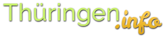 Logo von Thüringen.info in Grün und Orange, dem Tourismus- und Urlaubsportal für Thüringen.